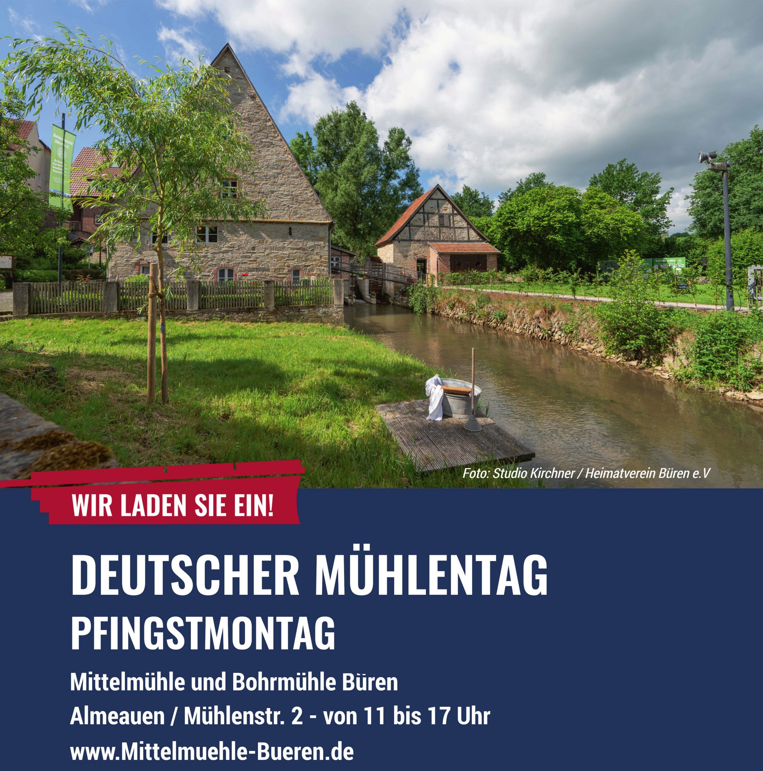 Plakat für die Teilnahme der Mittel- und Bohrmühle am Deutschen Mühlentag